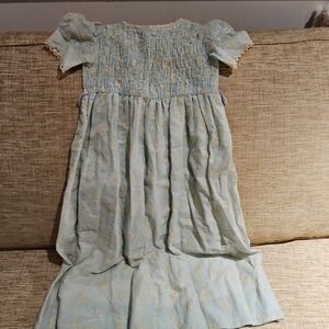 Charming Light Blue Kids Dress with Floral Accents